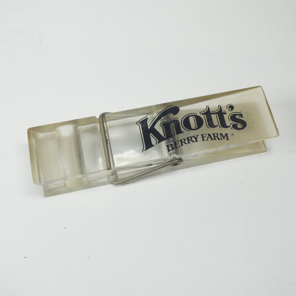 Knott’s Berry Farm Oversize Clothespin Paperweight Clear Acrylic Lucite Vintage